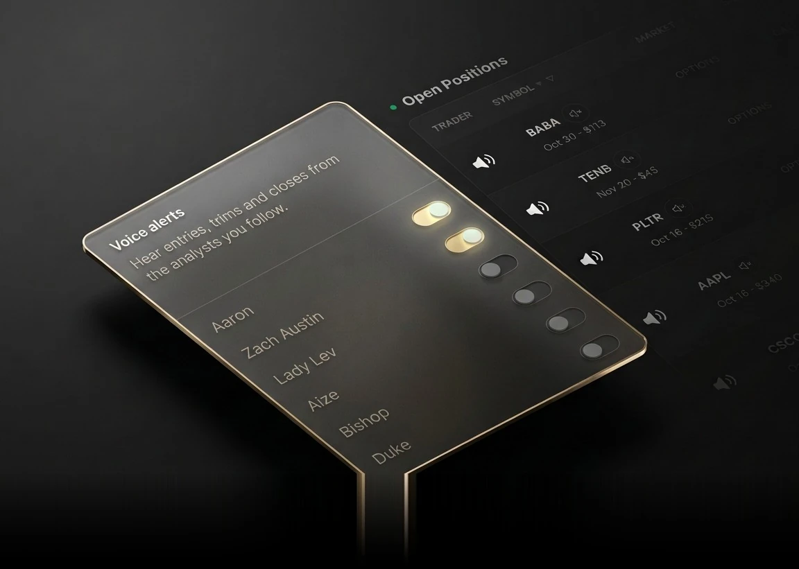 Voice alert controls for individual Stock Dads analysts